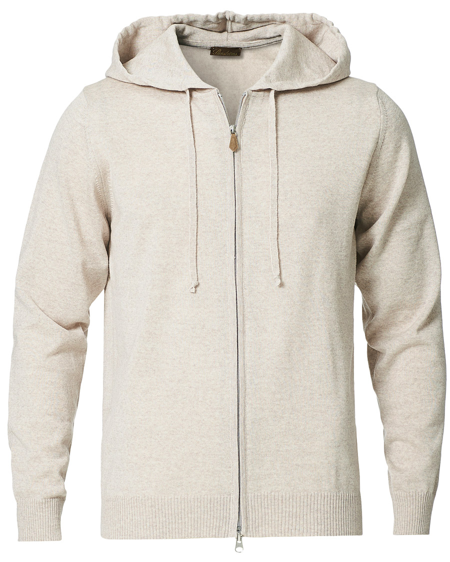 Herren | Pullover | Stenströms | Merino Full Zip Hoodie Beige