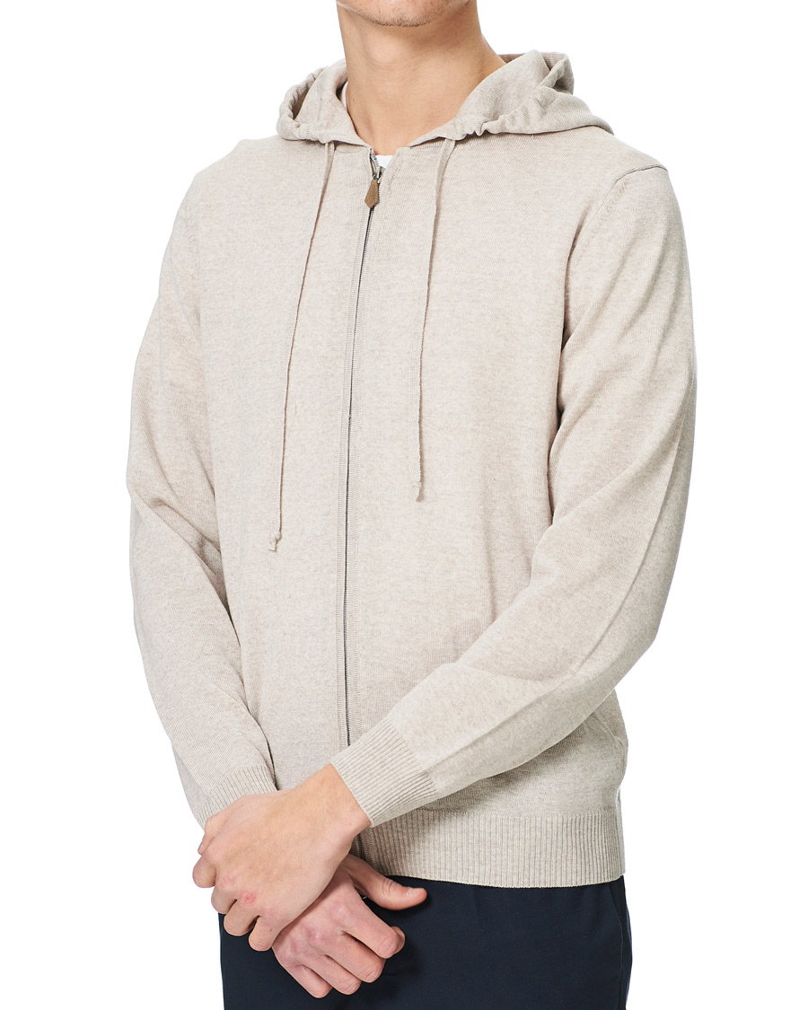 Herren | Pullover | Stenströms | Merino Full Zip Hoodie Beige
