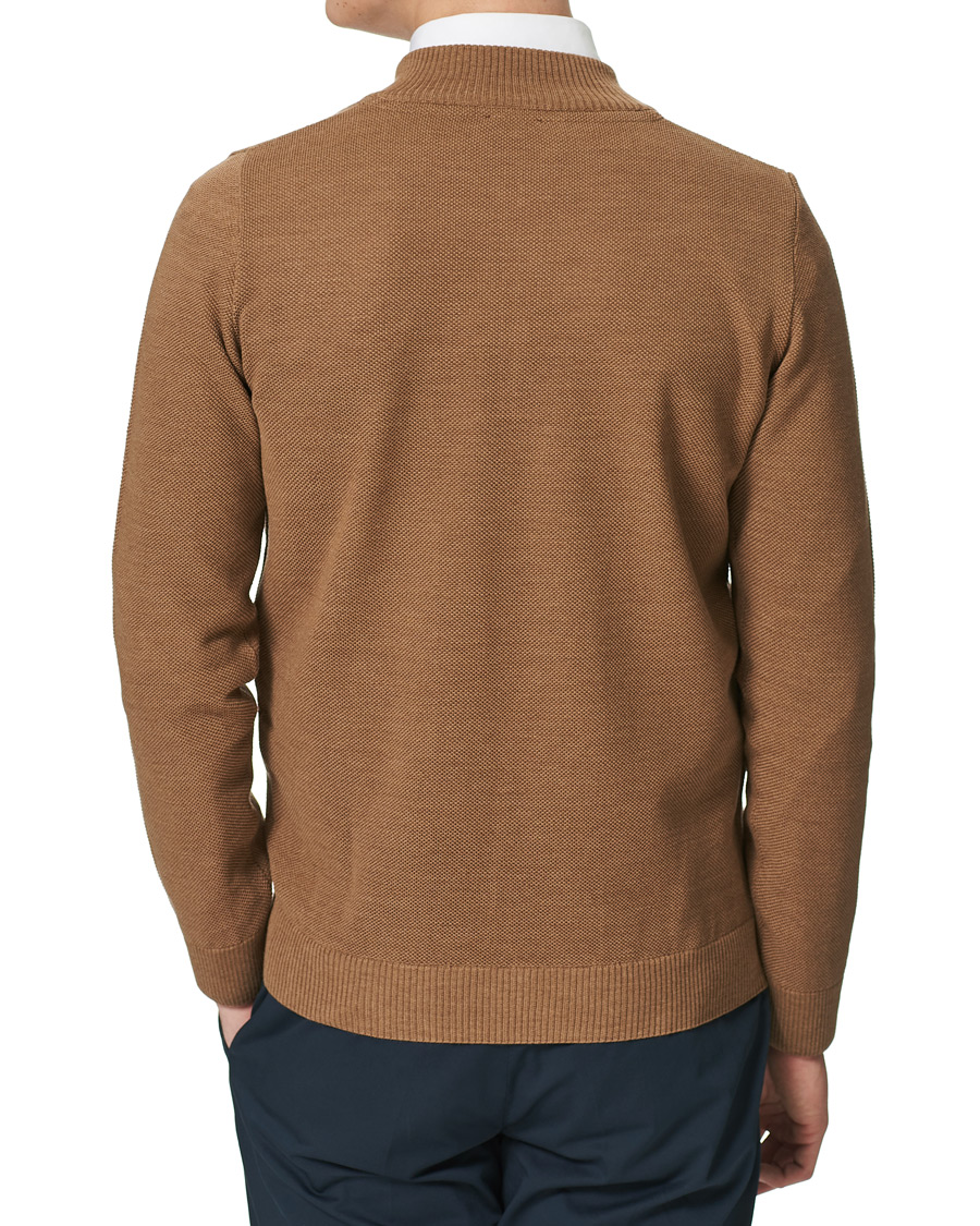 Herren | Pullover | Stenströms | Textured Merino Half Zip Brown