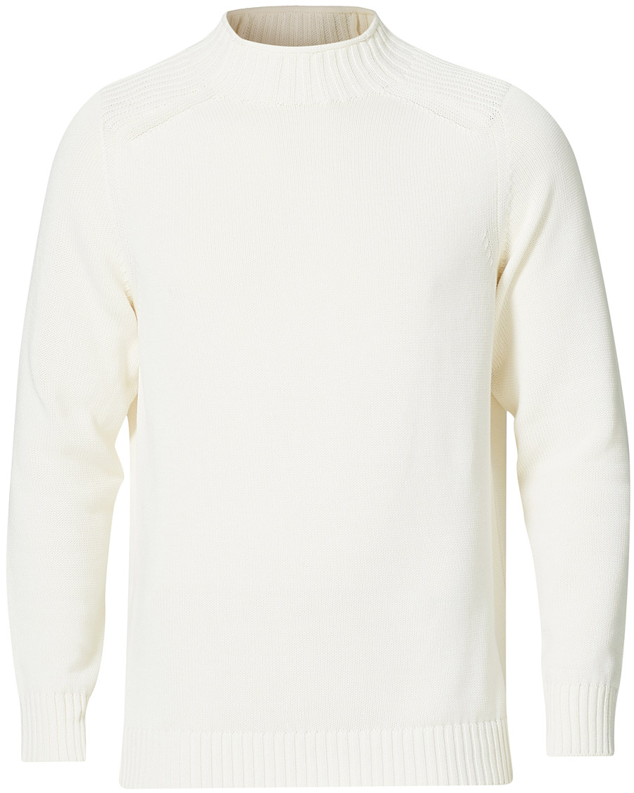 Herren | Pullover | Stenströms | Cotton Mock Neck Sweater White