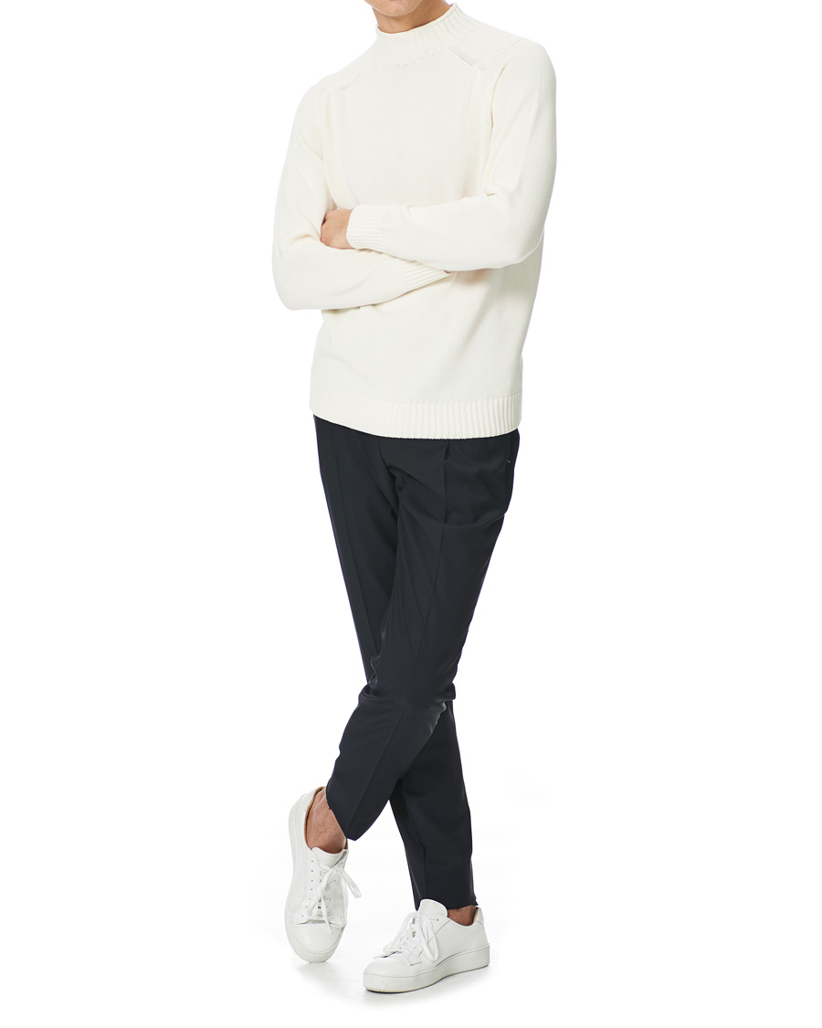 Herren | Pullover | Stenströms | Cotton Mock Neck Sweater White