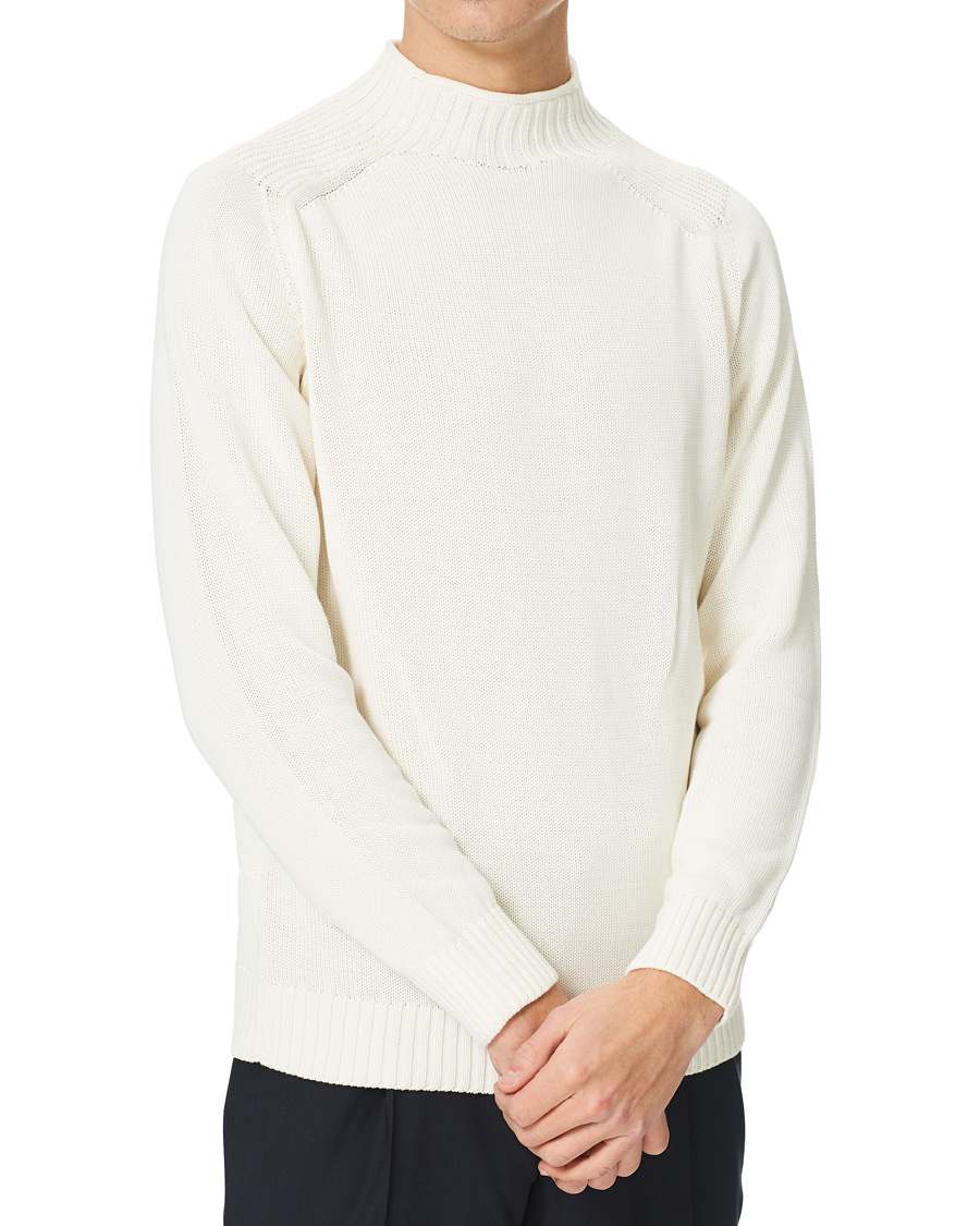 Herren | Pullover | Stenströms | Cotton Mock Neck Sweater White