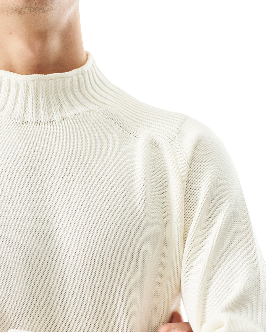 Herren | Pullover | Stenströms | Cotton Mock Neck Sweater White