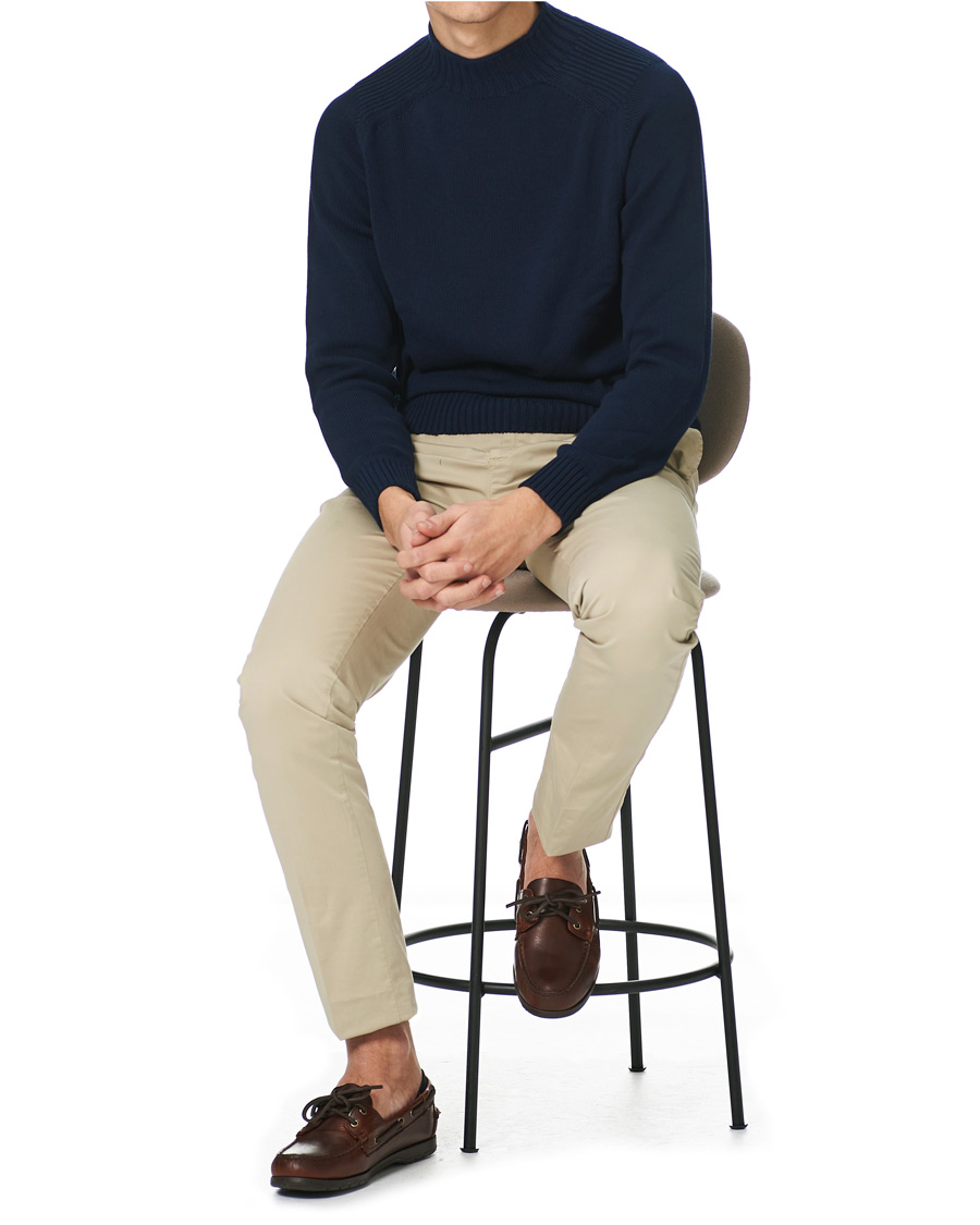 Herren | Pullover | Stenströms | Cotton Mock Neck Sweater Navy