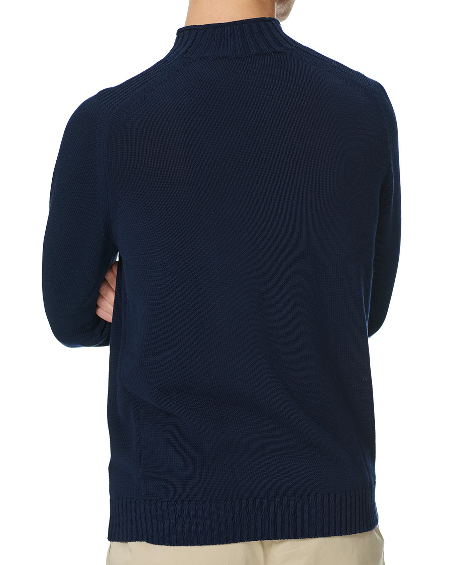 Herren | Pullover | Stenströms | Cotton Mock Neck Sweater Navy