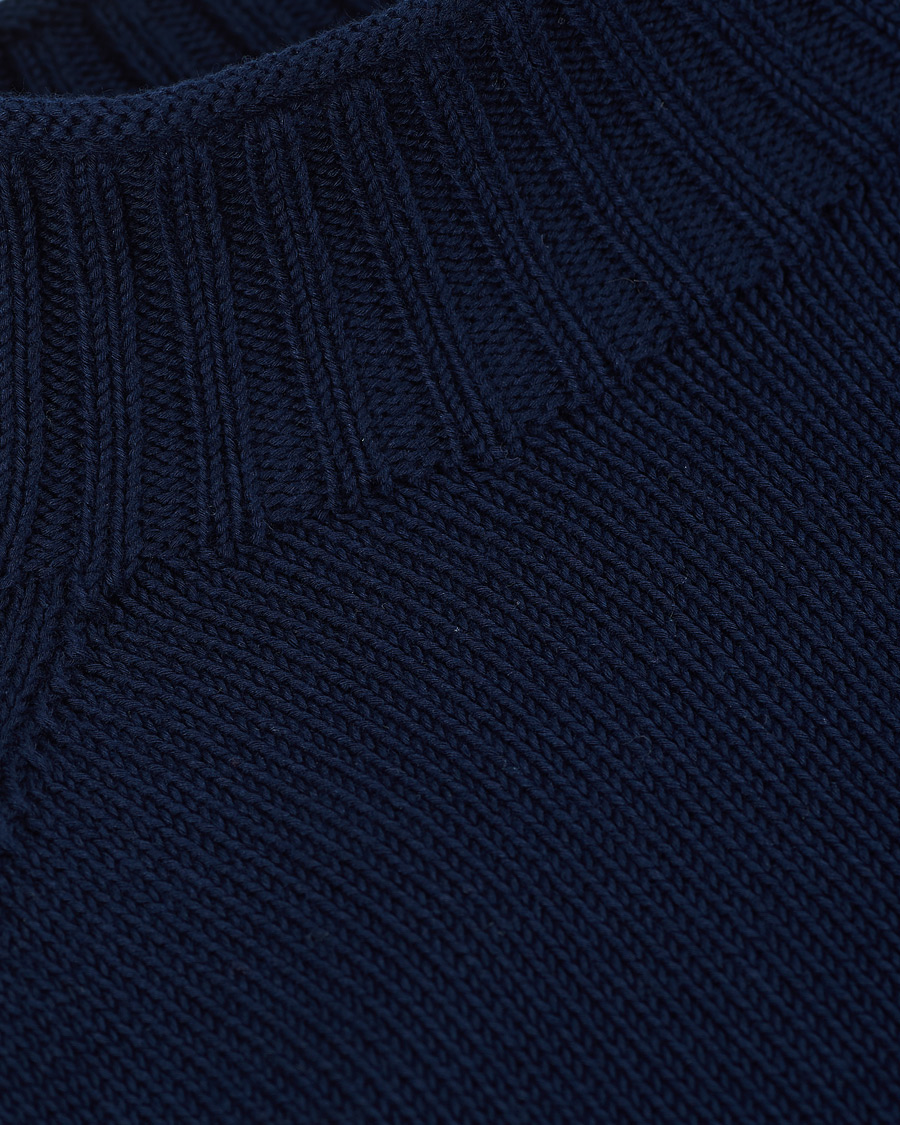 Herren | Pullover | Stenströms | Cotton Mock Neck Sweater Navy