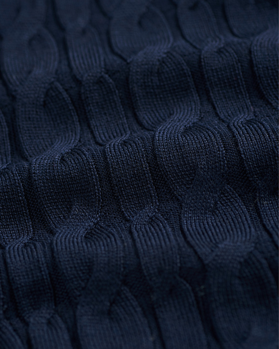 Herren | Pullover | Stenströms | Contrast Merino Cable Cardigan Navy