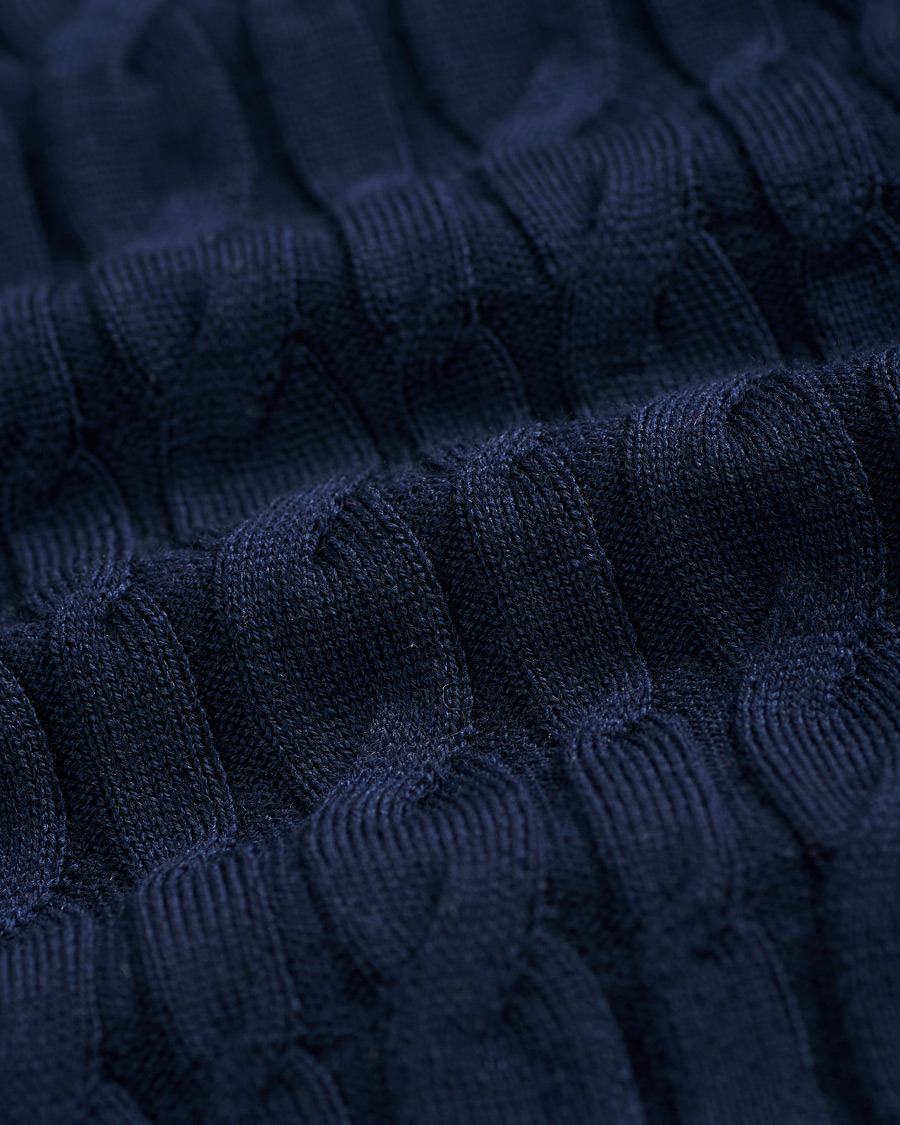 Herren | Pullover | Stenströms | Contast Merino Cable V-Neck Navy