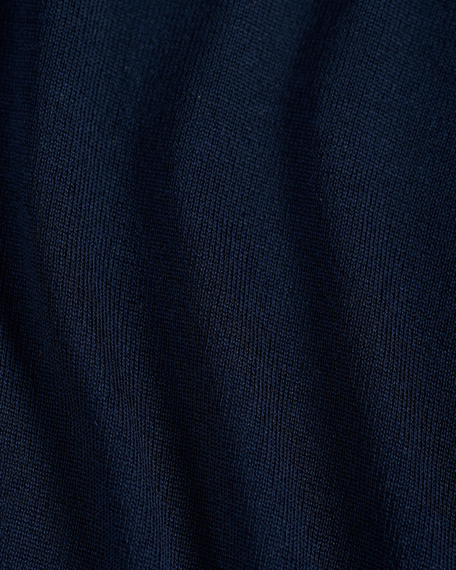 Herren | Pullover | Stenströms | Fine Merino Long Sleeve Polo Navy