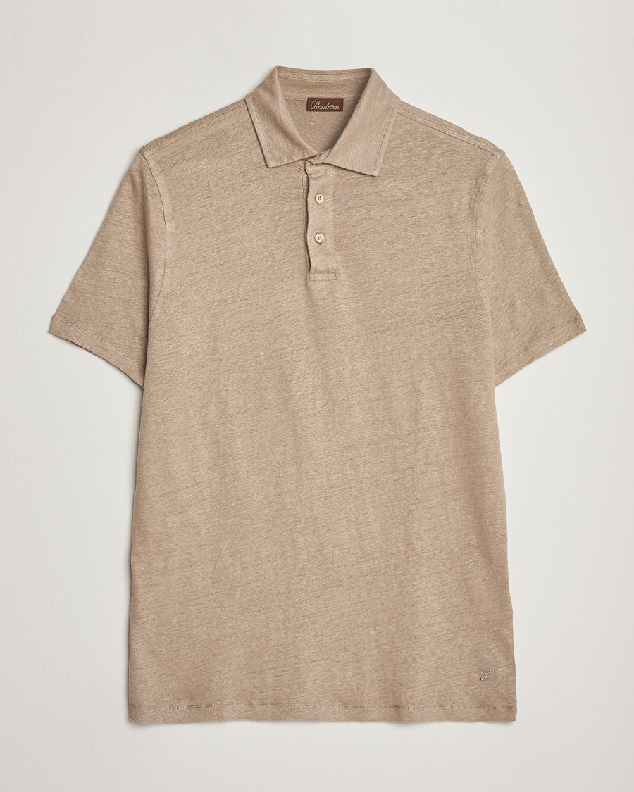 Herren | Poloshirt | Stenströms | Linen Polo Shirt Beige