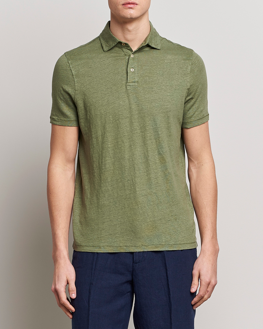 Herren |  | Stenströms | Linen Polo Shirt Olive