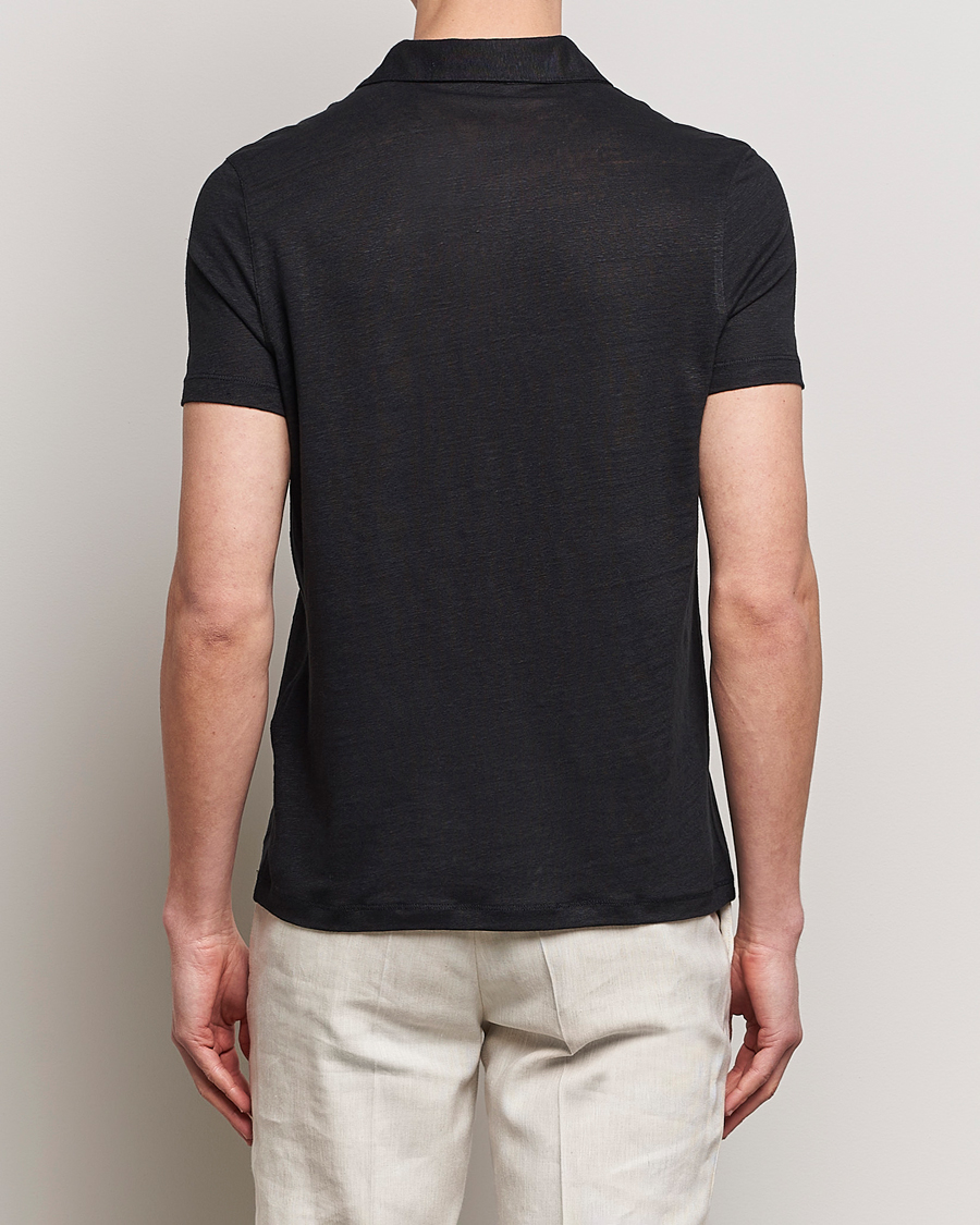 Herren | Poloshirts | Stenströms | Linen Polo Shirt Black