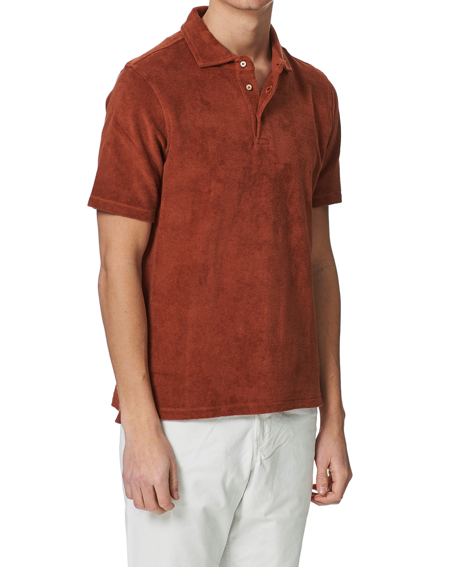 Herren | Poloshirts | Stenströms | Towelling Cotton Poloshirt Rust