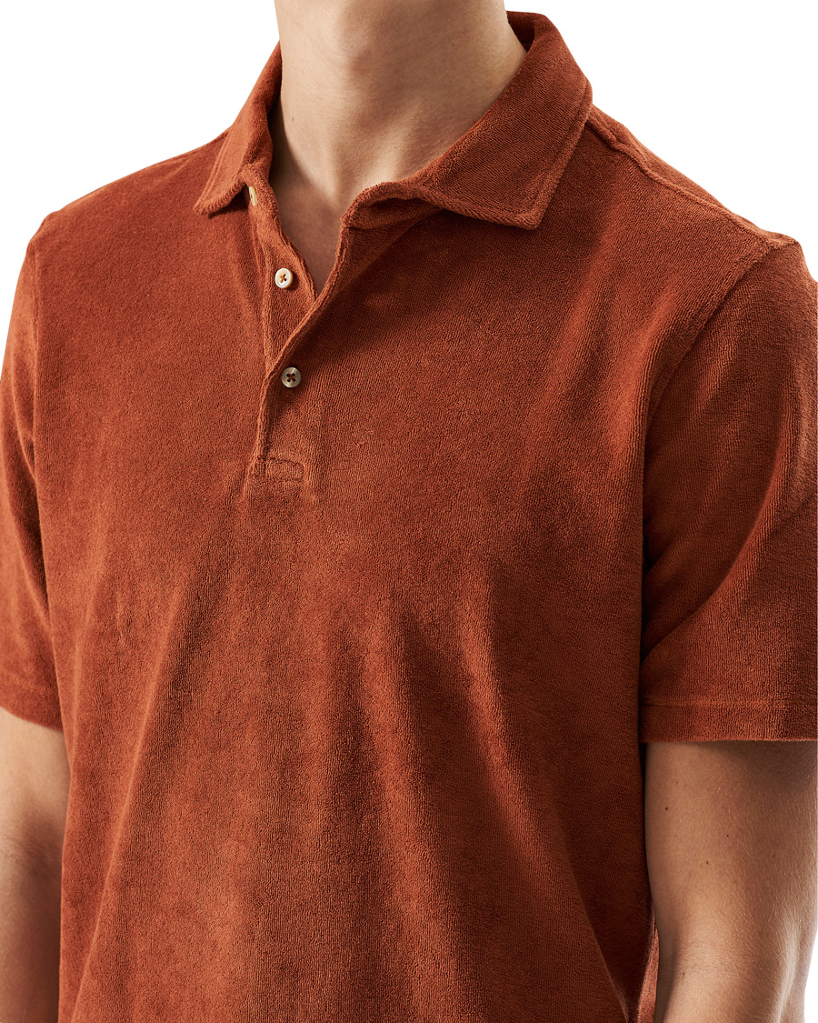 Herren | Poloshirts | Stenströms | Towelling Cotton Poloshirt Rust