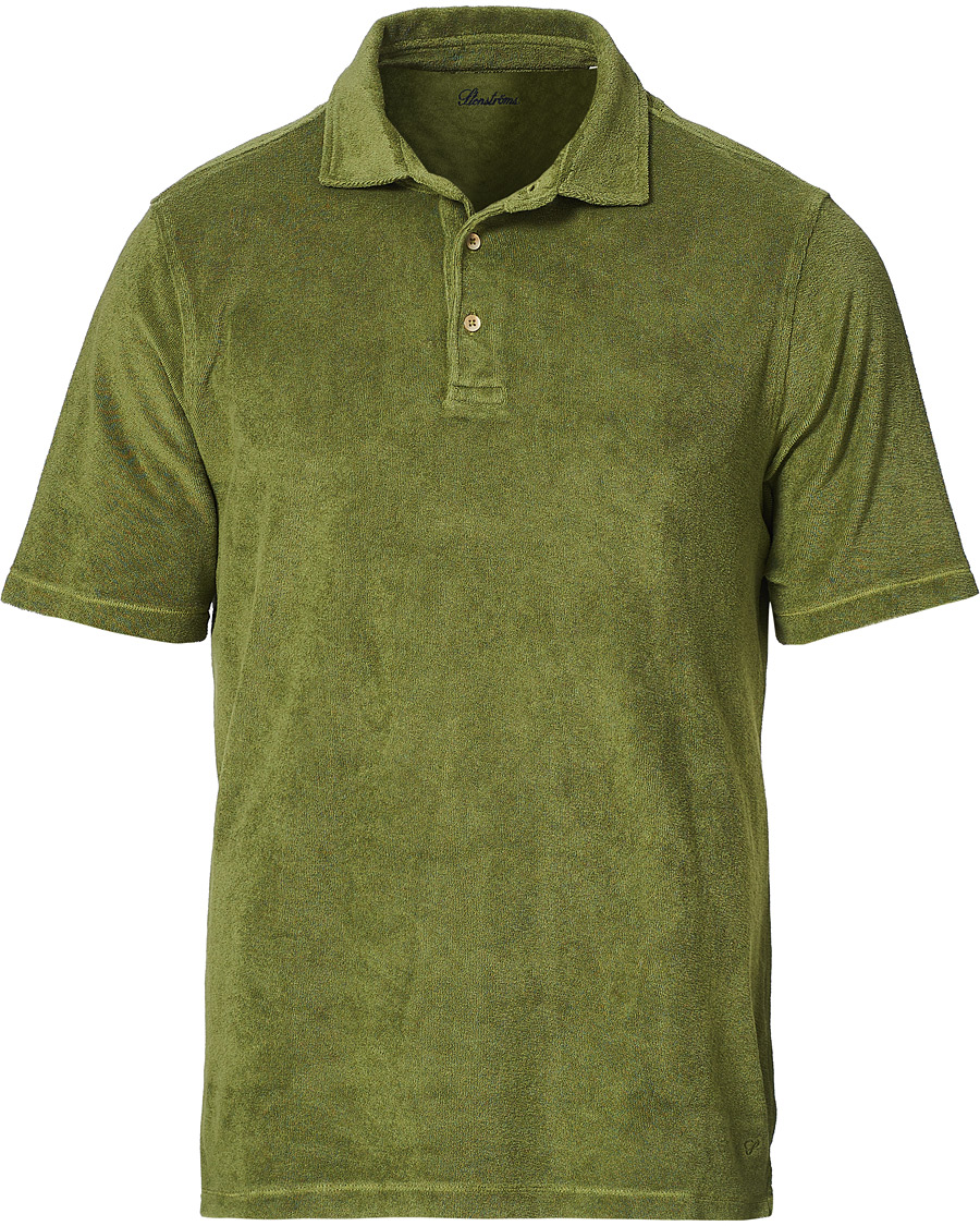 Herren | Poloshirts | Stenströms | Towelling Cotton Poloshirt Green