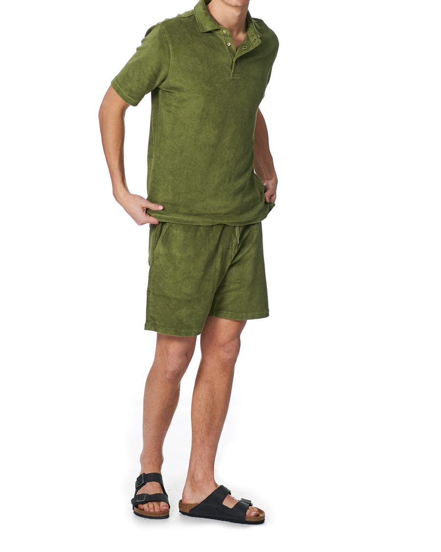 Herren | Poloshirts | Stenströms | Towelling Cotton Poloshirt Green