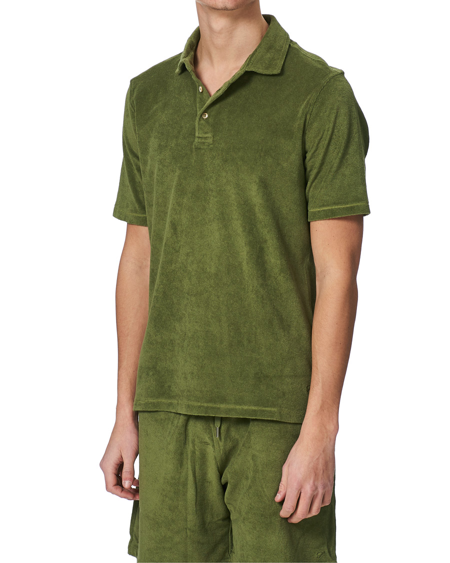 Herren | Poloshirts | Stenströms | Towelling Cotton Poloshirt Green
