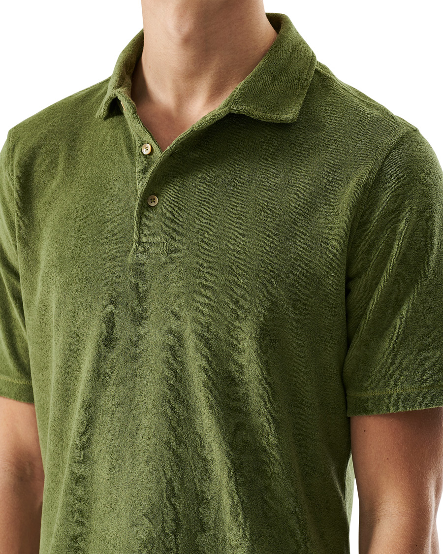 Herren | Poloshirts | Stenströms | Towelling Cotton Poloshirt Green