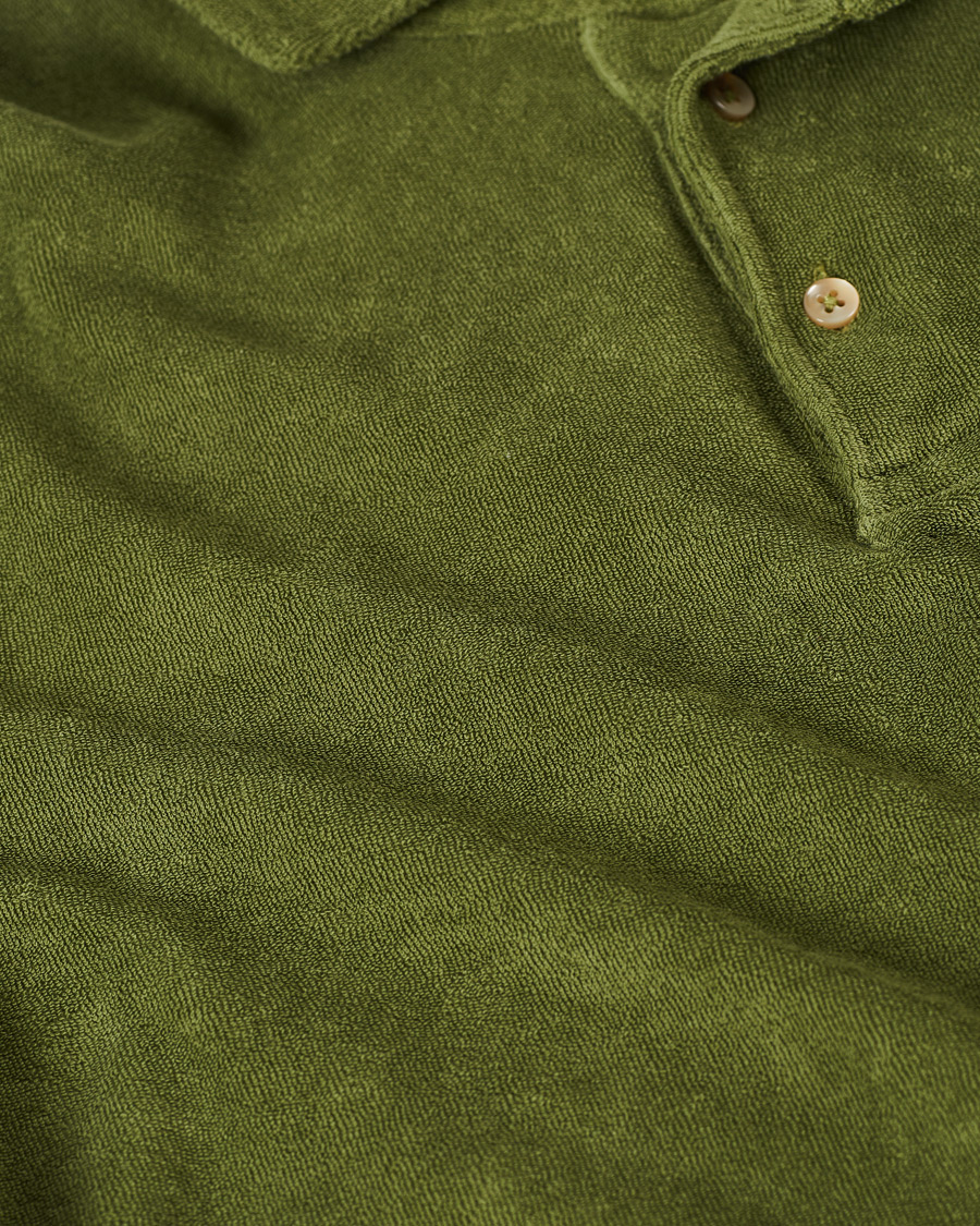 Herren | Poloshirts | Stenströms | Towelling Cotton Poloshirt Green