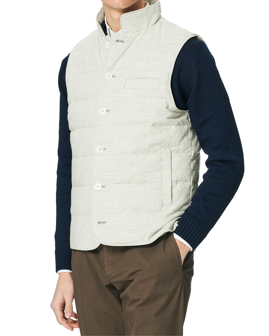 Herren | Jacken | Stenströms | Quilted Cotton Linen Vest Grey