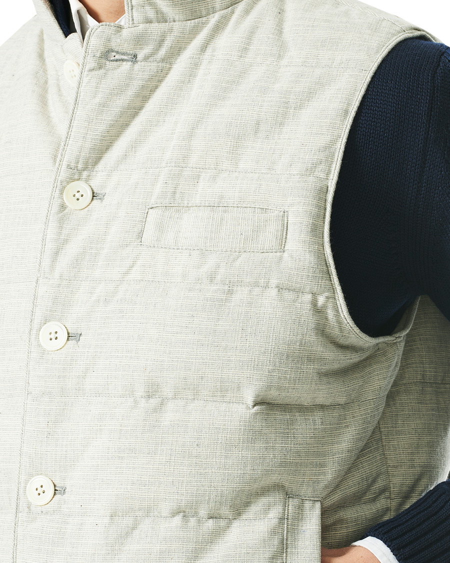 Herren | Jacken | Stenströms | Quilted Cotton Linen Vest Grey