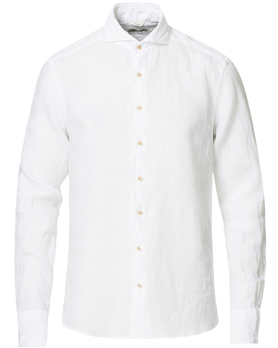 Herren | Hemden | Stenströms | Slimline Cut Away Linen Shirt White