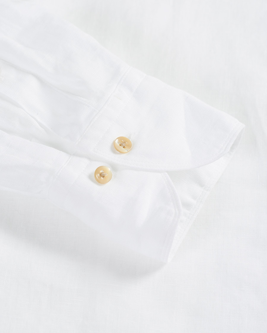 Herren | Hemden | Stenströms | Slimline Cut Away Linen Shirt White