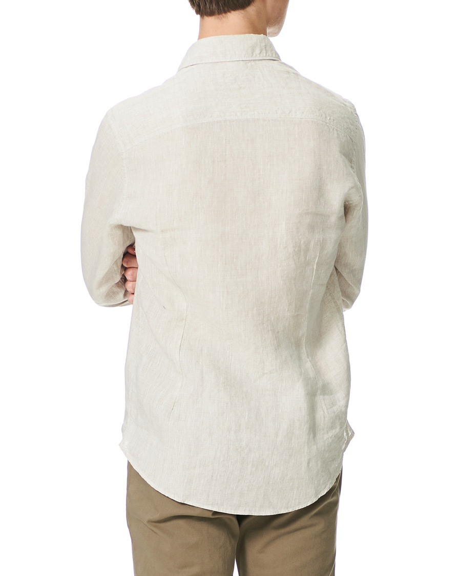 Herren | Hemden | Stenströms | Slimline Cut Away Linen Shirt Beige