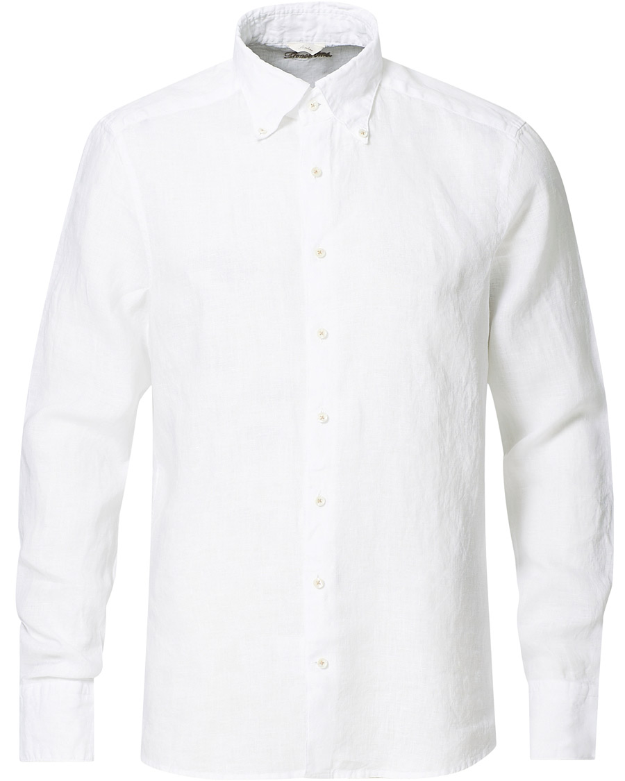 Herren | Hemden | Stenströms | Slimline Button Down Linen Shirt White