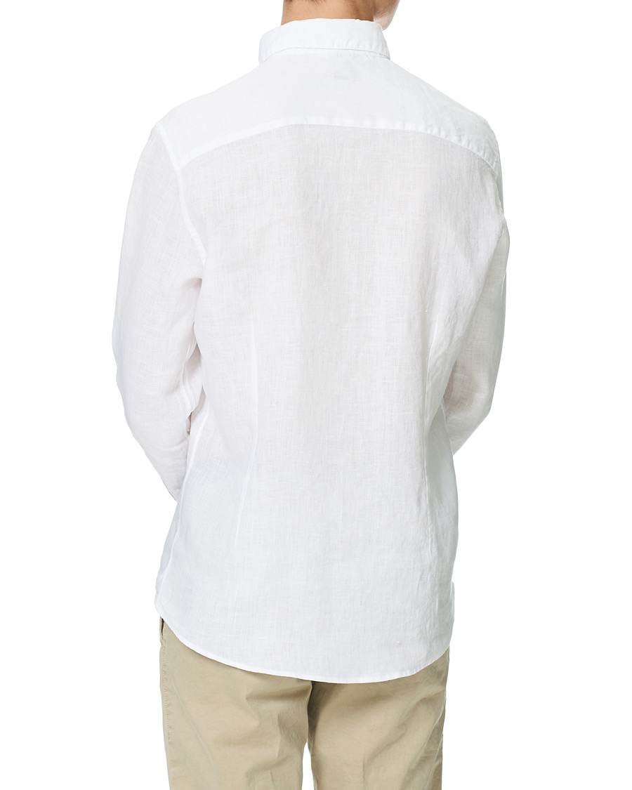 Herren | Hemden | Stenströms | Slimline Button Down Linen Shirt White