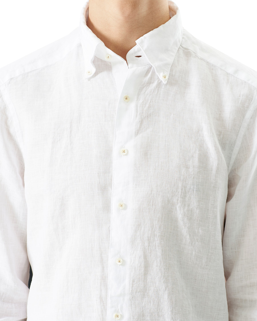 Herren | Hemden | Stenströms | Slimline Button Down Linen Shirt White