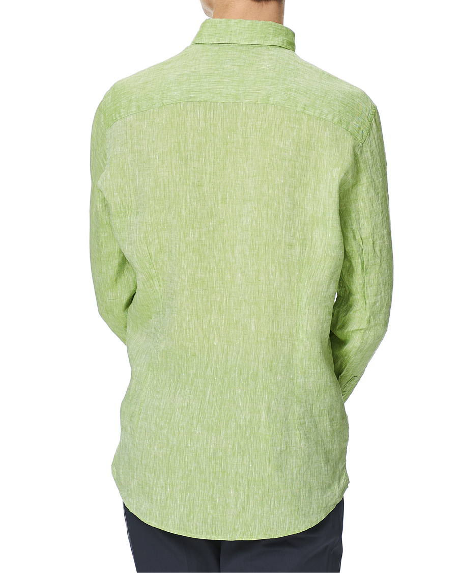 Herren | Hemden | Stenströms | Slimline Button Down Linen Shirt Pistachio