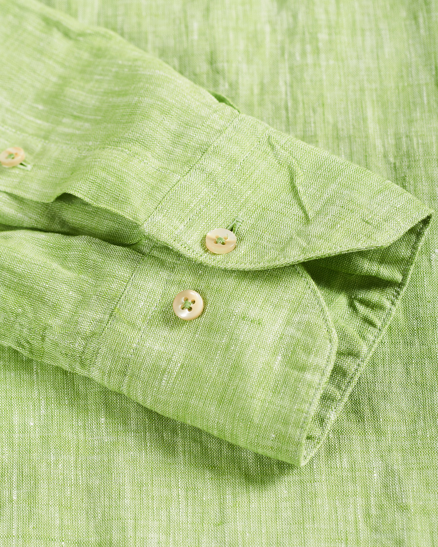 Herren | Hemden | Stenströms | Slimline Button Down Linen Shirt Pistachio