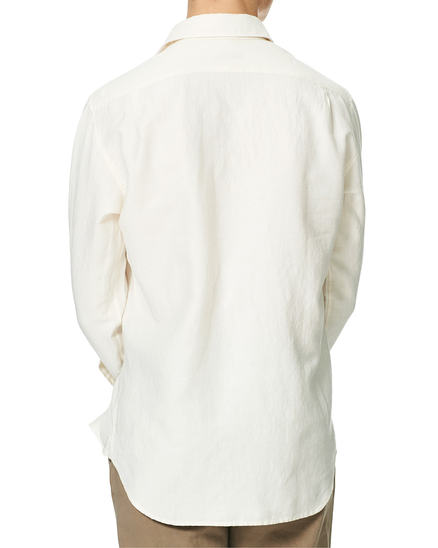 Herren | Hemden | Stenströms | Fitted Body Heavy Washed Cotton/Linen Shirt White