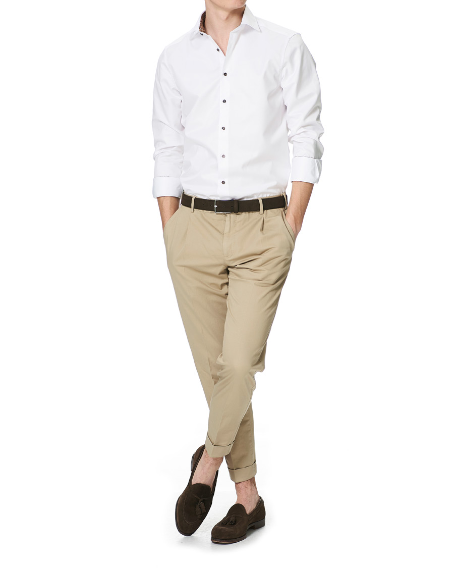 Herren | Hemden | Stenströms | Slimline Paisley Contrast Shirt White