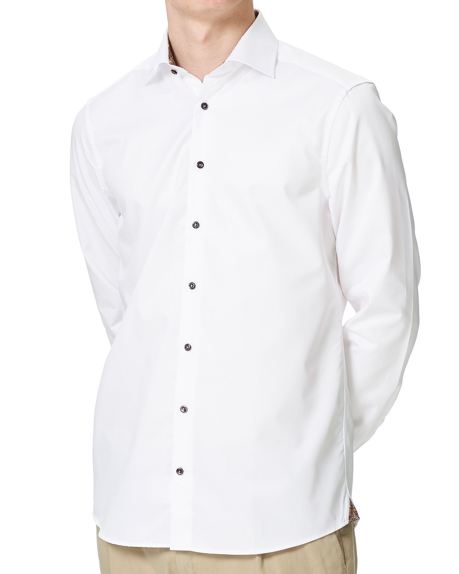 Herren | Hemden | Stenströms | Slimline Paisley Contrast Shirt White