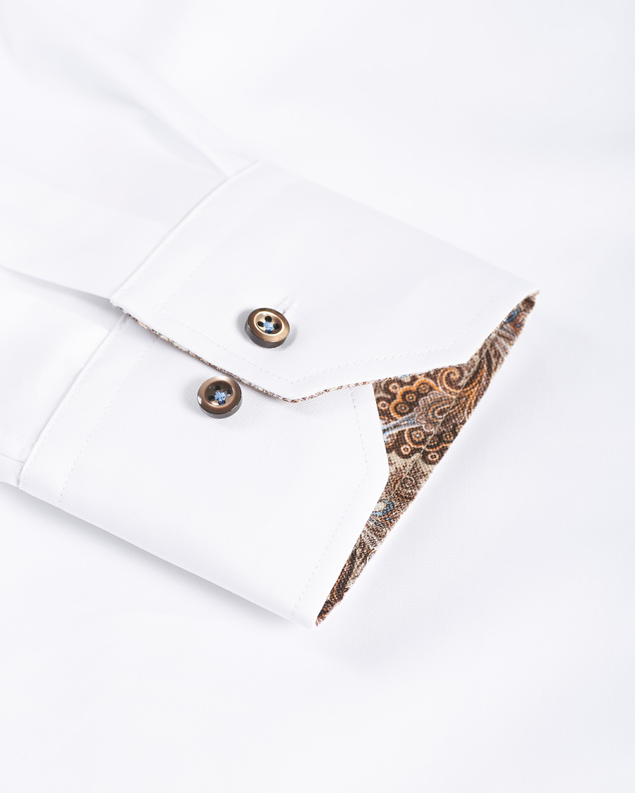 Herren | Hemden | Stenströms | Slimline Paisley Contrast Shirt White