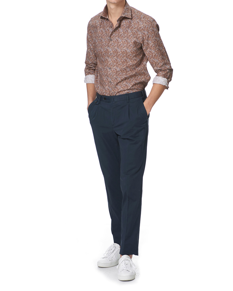 Herren | Hemden | Stenströms | Slimline Paisley Print Cut Away Shirt Brown