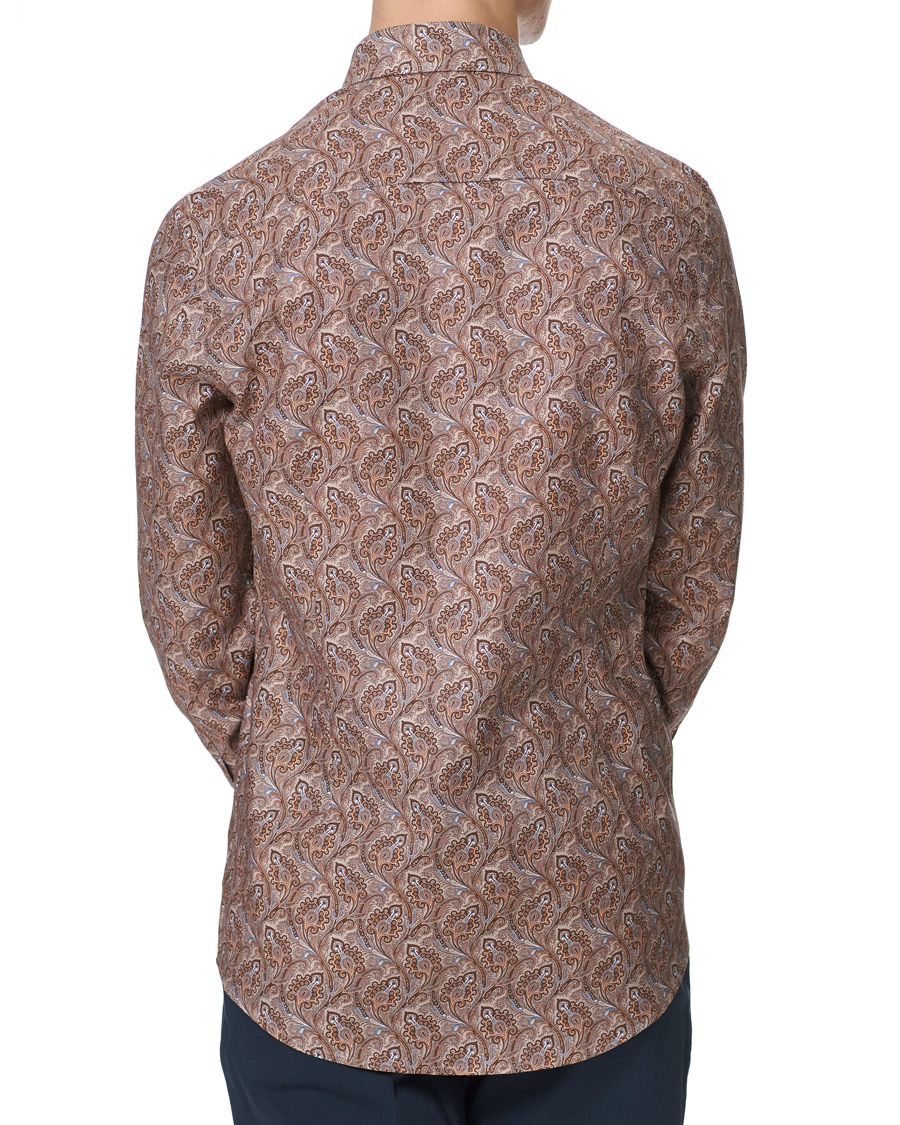 Herren | Hemden | Stenströms | Slimline Paisley Print Cut Away Shirt Brown