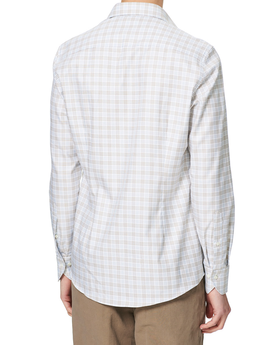 Herren | Hemden | Stenströms | Slimline Multi Checked Cut Away Shirt Blue/Beige