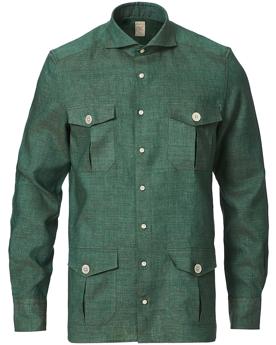 Herren | Hemden | Stenströms | 1899 Slimline Linen Shacket Green