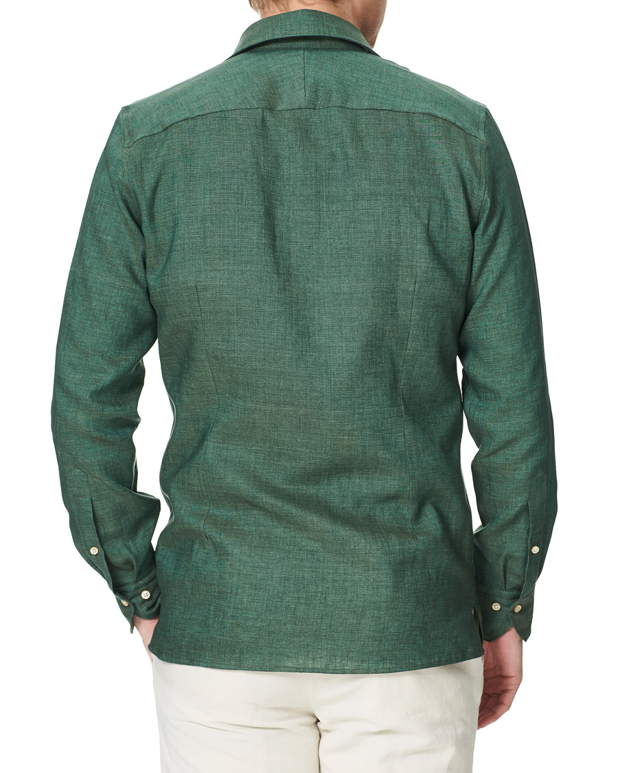 Herren | Hemden | Stenströms | 1899 Slimline Linen Shacket Green