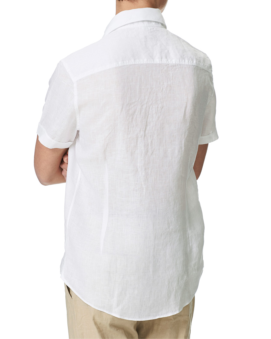 Herren | Hemden | Stenströms | Slimline Short Sleeve Linen Shirt White