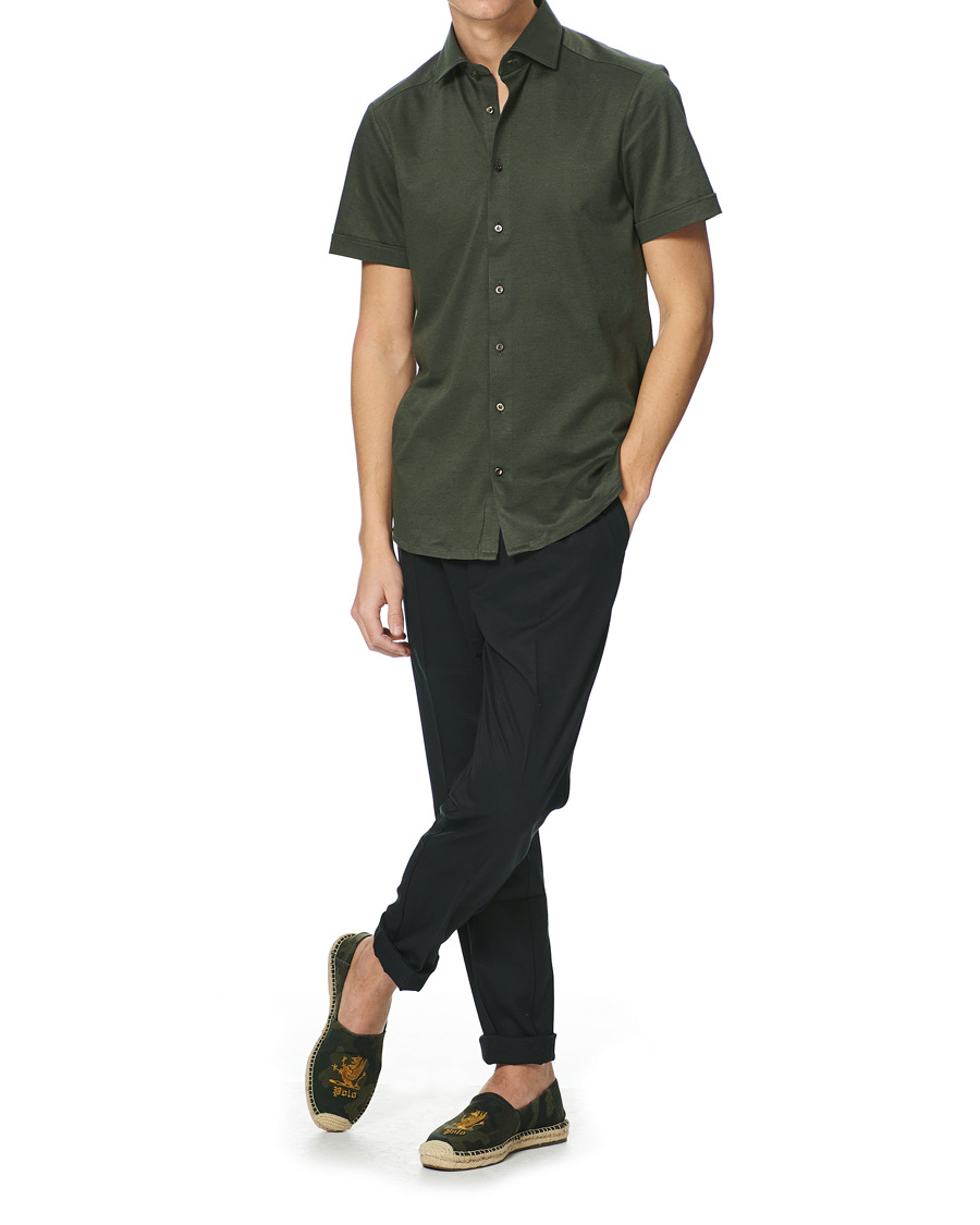 Herren | Hemden | Stenströms | Cotton/Linen Short Sleeve Shirt Green