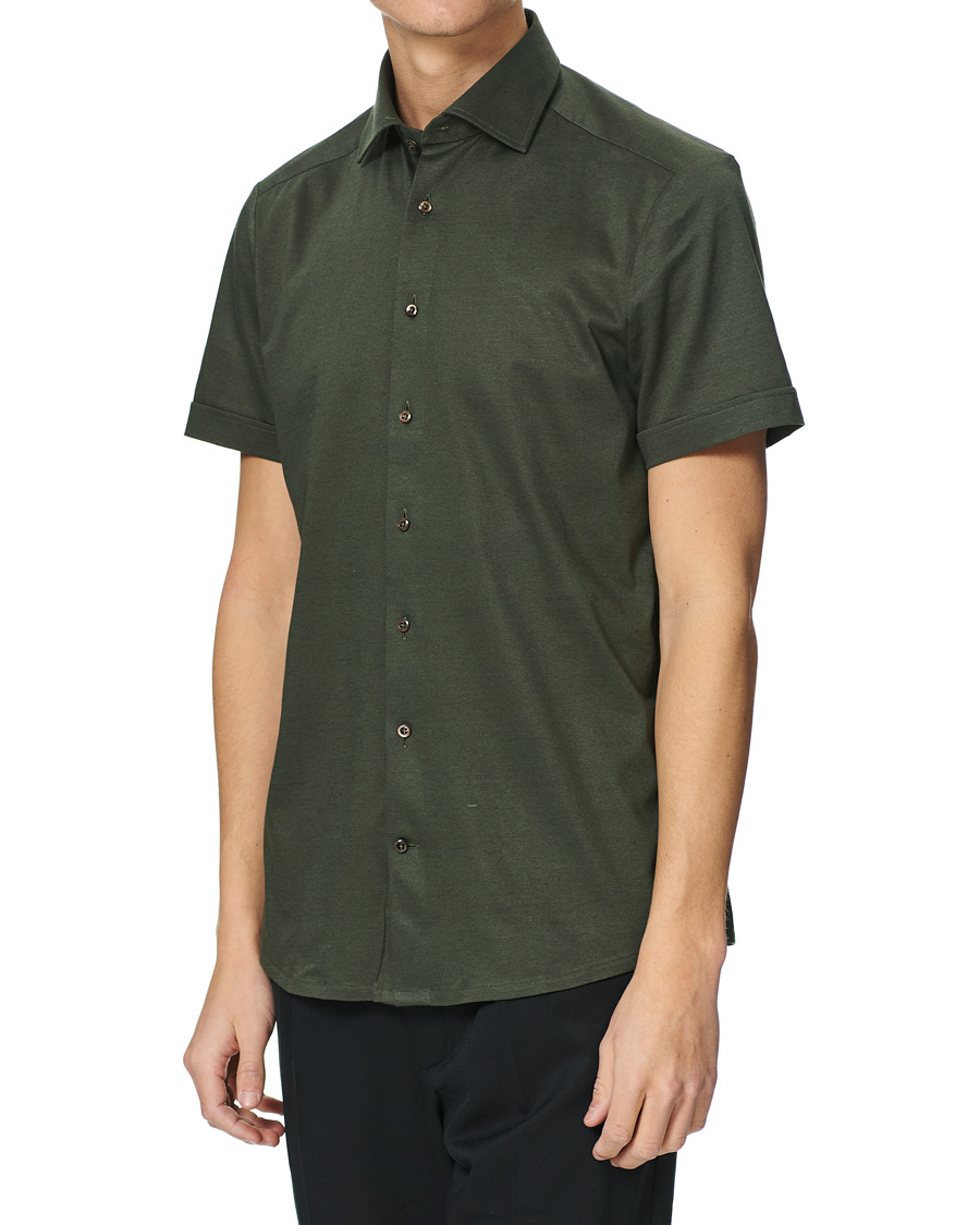 Herren | Hemden | Stenströms | Cotton/Linen Short Sleeve Shirt Green