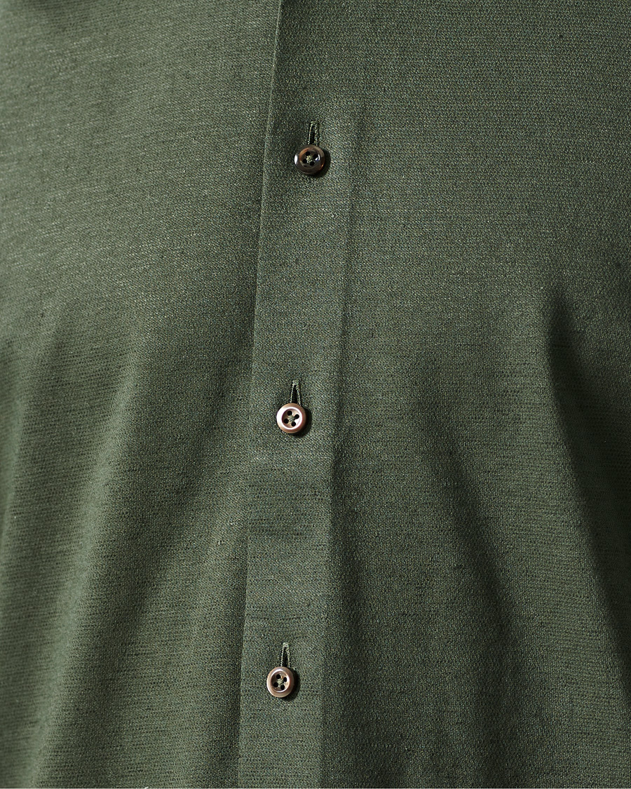 Herren | Hemden | Stenströms | Cotton/Linen Short Sleeve Shirt Green