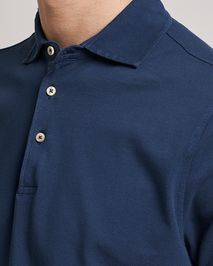 Herren | Poloshirts | Stenströms | Pigment Dyed Cotton Polo Shirt Navy