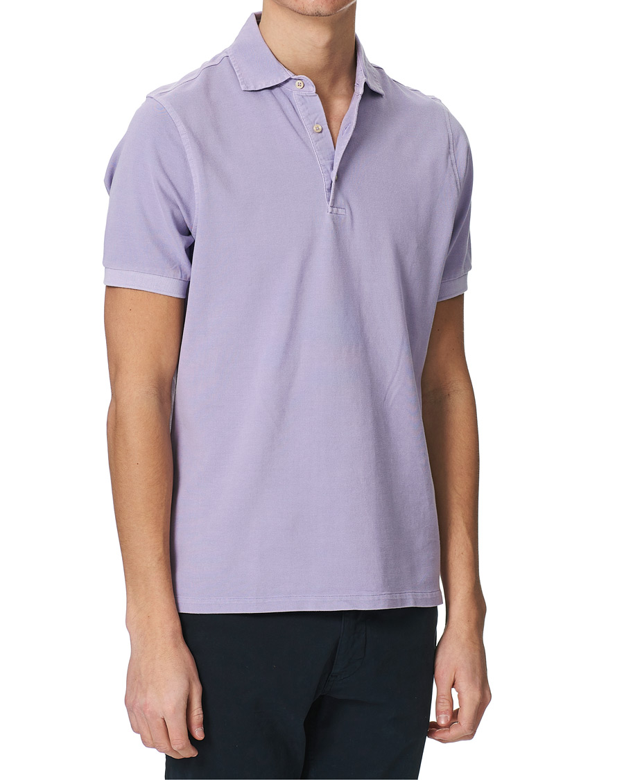 Herren | Poloshirts | Stenströms | Pigment Dyed Cotton Polo Shirt Purple