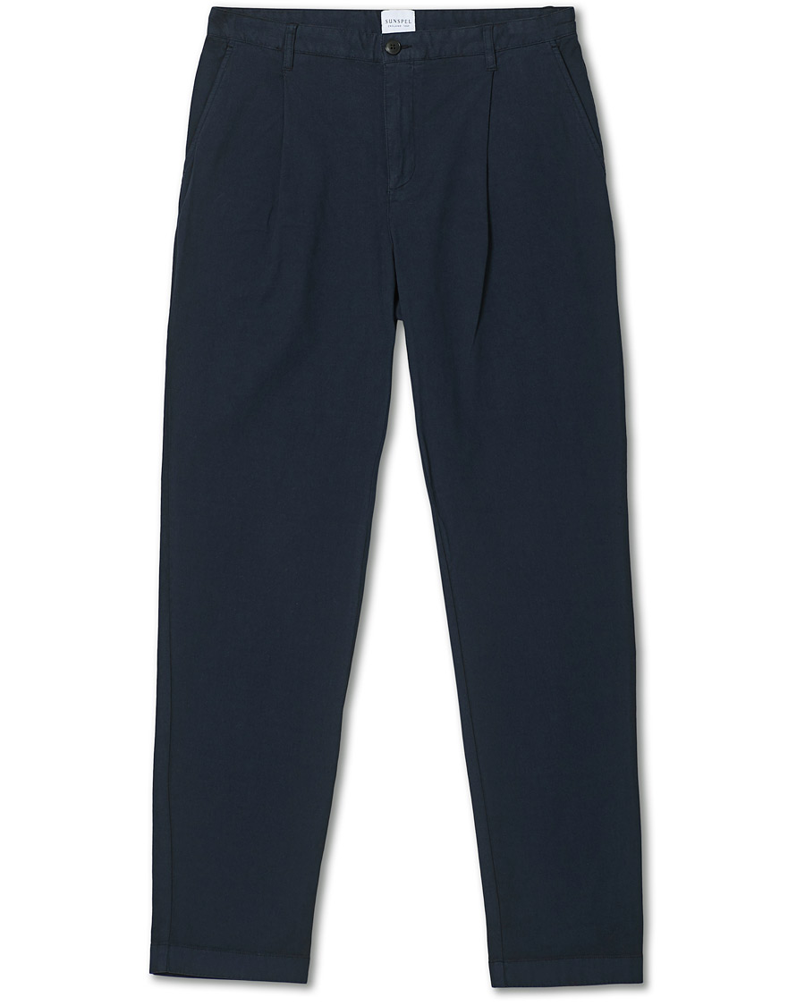 Herren | Hosen | Sunspel | Cotton Relaxed Fit Trousers Navy
