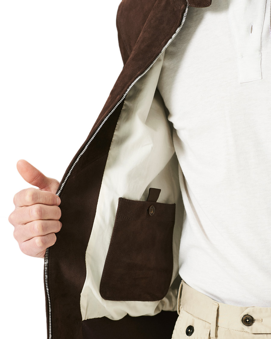 Herren | Jacken | Valstar | Suede Zip Blouson Dark Brown